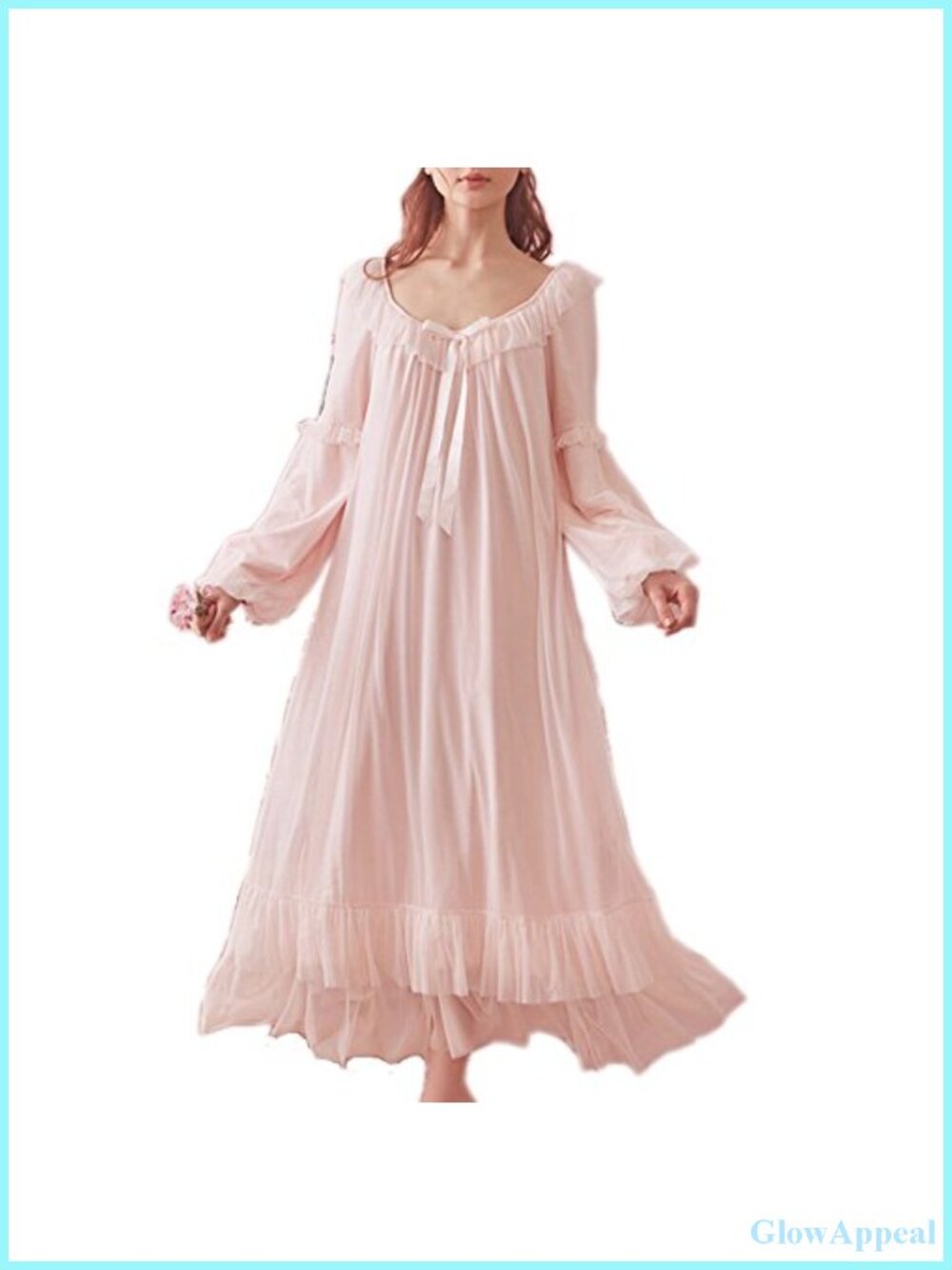 Victorian Nightgown Long Sleeve Sheer Sleepwear Pajamas Lounge Dress